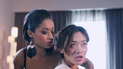 Lesbian threesome with dominatrix and submissive