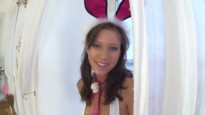 Russian babe dressed up as a horny bunny gets intense anal pounding