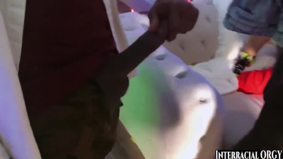 Interracial orgy with lots of pornstars