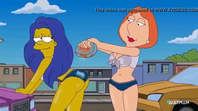 Marge and Lois at the car wash